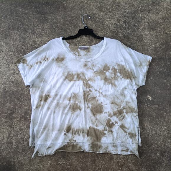 Vintage Gyft Oversized T Shirt Womens S White Olive Green Tie Dye Boho Retro Y2K - Picture 1 of 8